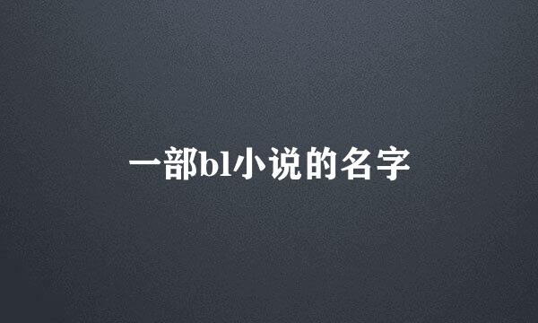 一部bl小说的名字