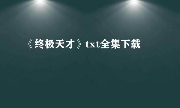 《终极天才》txt全集下载