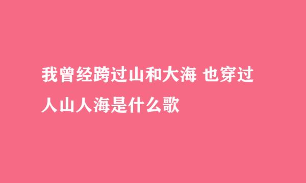 我曾经跨过山和大海 也穿过人山人海是什么歌