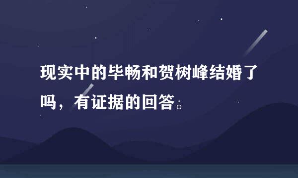 现实中的毕畅和贺树峰结婚了吗，有证据的回答。