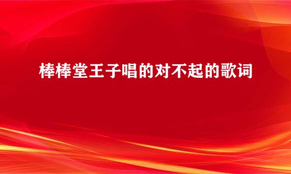 棒棒堂王子唱的对不起的歌词