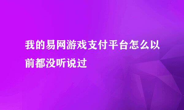 我的易网游戏支付平台怎么以前都没听说过