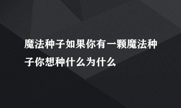 魔法种子如果你有一颗魔法种子你想种什么为什么