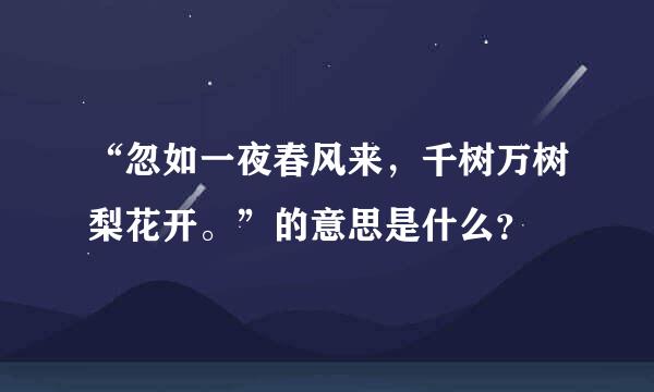 “忽如一夜春风来，千树万树梨花开。”的意思是什么？