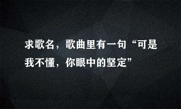 求歌名，歌曲里有一句“可是我不懂，你眼中的坚定”