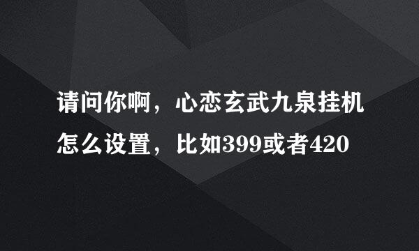 请问你啊，心恋玄武九泉挂机怎么设置，比如399或者420