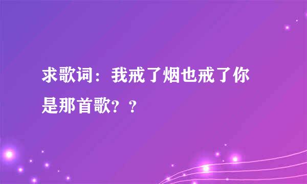 求歌词：我戒了烟也戒了你 是那首歌？？