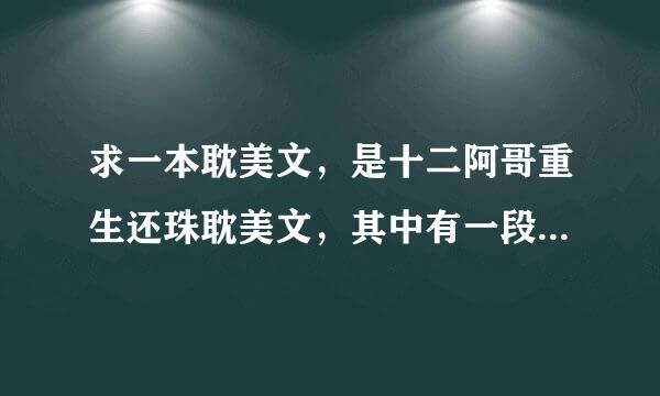 求一本耽美文，是十二阿哥重生还珠耽美文，其中有一段是十二阿哥中毒吐血成为他和乾隆之间感情的催化剂。