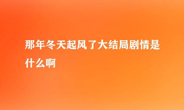 那年冬天起风了大结局剧情是什么啊