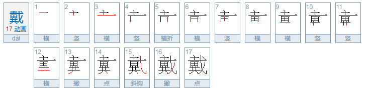 戴的偏旁部首是什么？