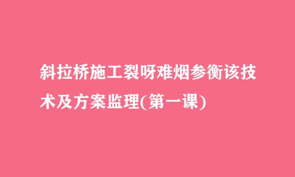 斜拉桥施工裂呀难烟参衡该技术及方案监理(第一课)