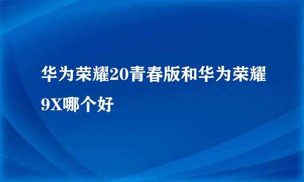 华为荣耀20青春版和华为荣耀9X哪个好