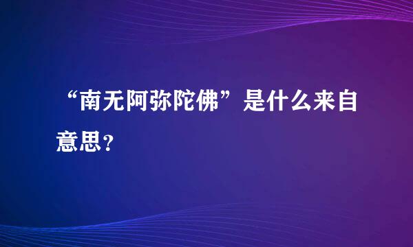 “南无阿弥陀佛”是什么来自意思？