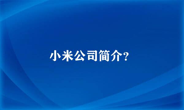 小米公司简介？