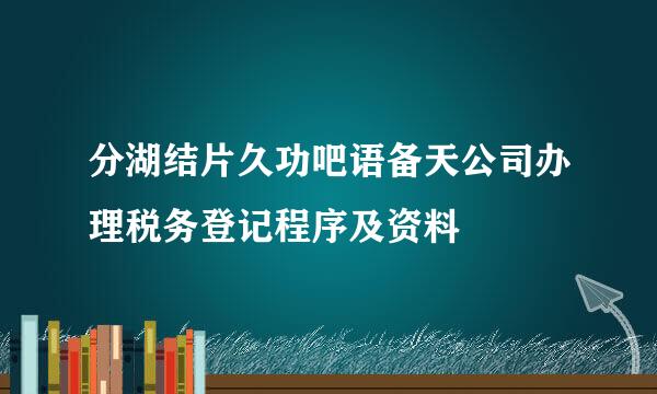 分湖结片久功吧语备天公司办理税务登记程序及资料