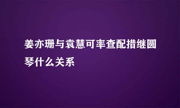 姜亦珊与袁慧可率查配措继圆琴什么关系