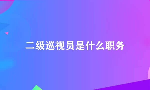 二级巡视员是什么职务