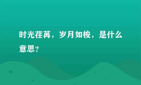 时光荏苒，岁月如梭，是什么意思？