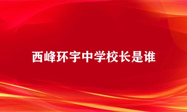 西峰环宇中学校长是谁