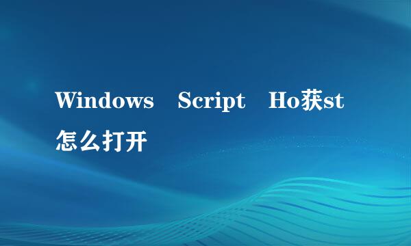 Windows Script Ho获st怎么打开