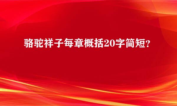 骆驼祥子每章概括20字简短？