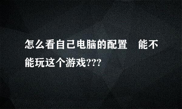 怎么看自己电脑的配置 能不能玩这个游戏???