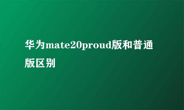 华为mate20proud版和普通版区别