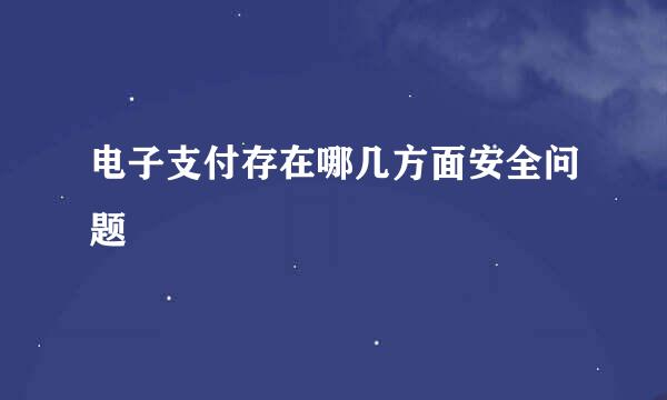 电子支付存在哪几方面安全问题