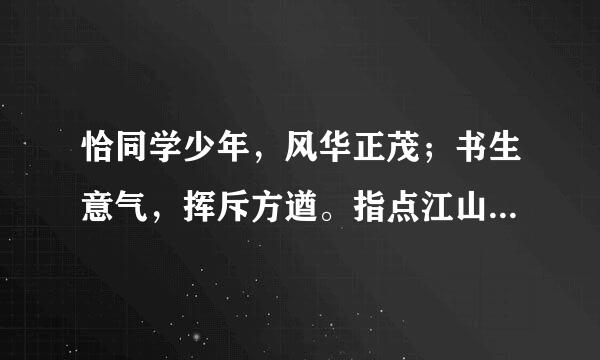 恰同学少年，风华正茂；书生意气，挥斥方遒。指点江山,激扬文字,粪土当年万户侯的意思