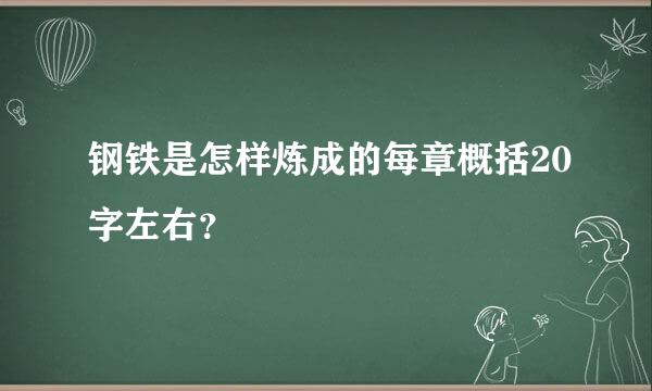 钢铁是怎样炼成的每章概括20字左右？