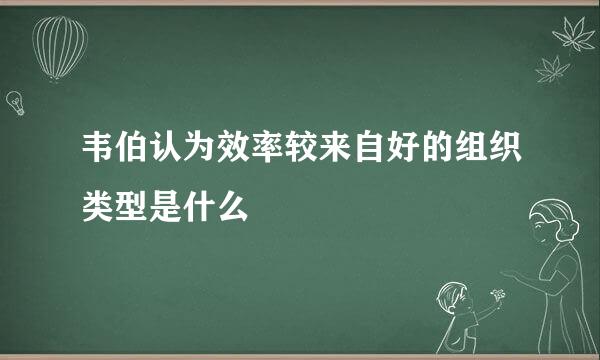 韦伯认为效率较来自好的组织类型是什么