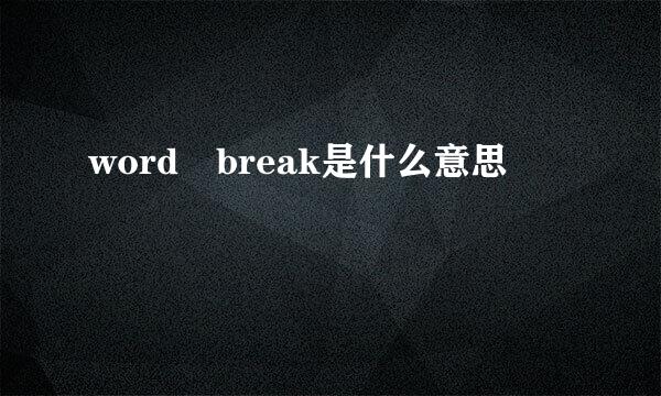 word break是什么意思