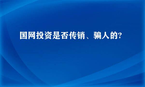 国网投资是否传销、骗人的?