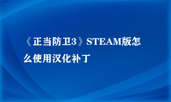 《正当防卫3》STEAM版怎么使用汉化补丁