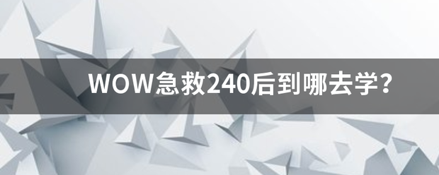 WOW急救240后到哪去学？