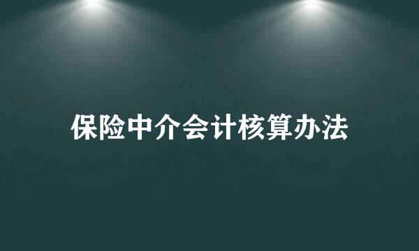 保险中介会计核算办法