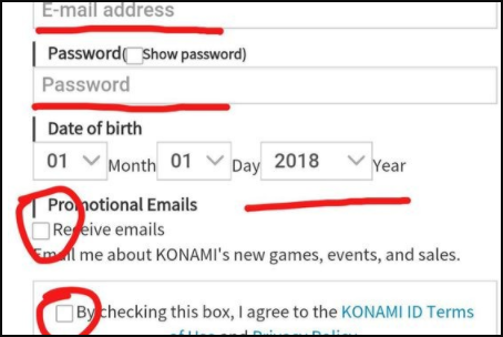 怎样注册KONAMI账号？