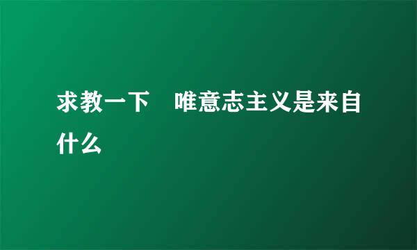 求教一下 唯意志主义是来自什么