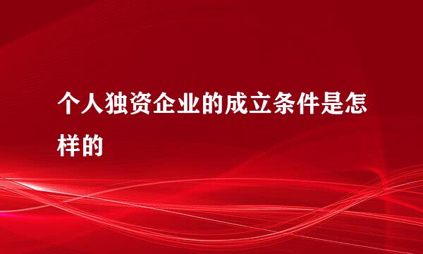 个人独资企业的成立条件是怎样的