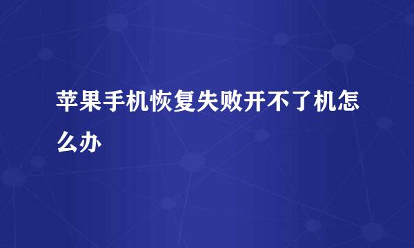 苹果手机恢复失败开不了机怎么办