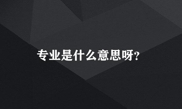 专业是什么意思呀？