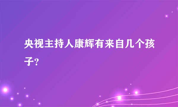 央视主持人康辉有来自几个孩子？