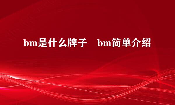 bm是什么牌子 bm简单介绍