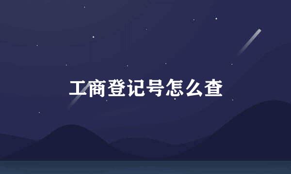 工商登记号怎么查