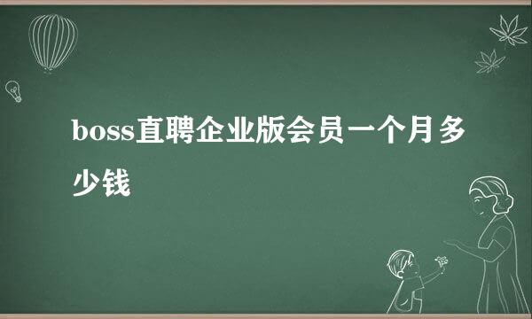 boss直聘企业版会员一个月多少钱