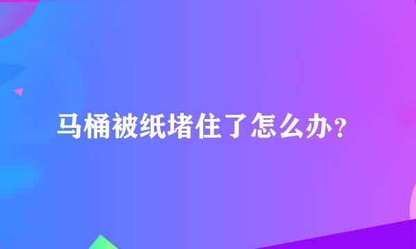 马桶被纸堵住了怎么办？