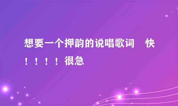 想要一个押韵的说唱歌词 快！！！！很急