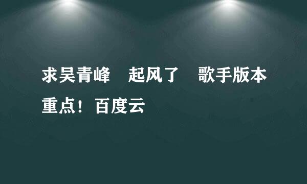 求吴青峰 起风了 歌手版本重点！百度云