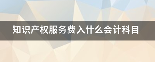 知识产权服务费入什么会计科目