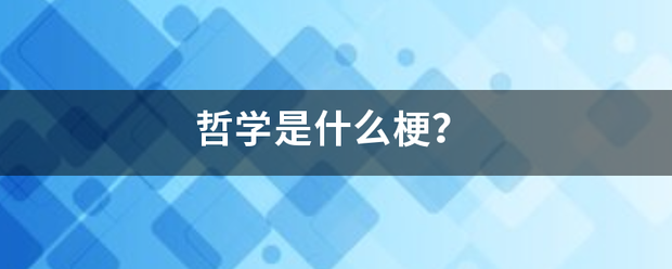 哲学是什么梗？